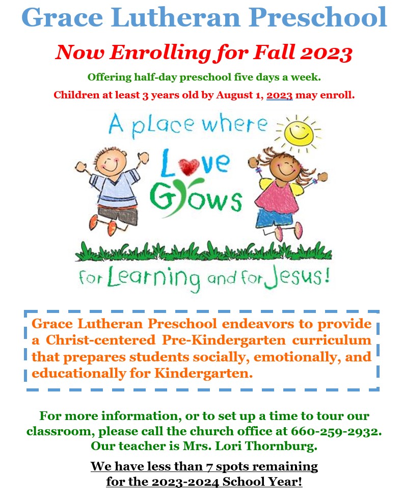 Preschool - Now Enrolling